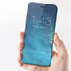 Concepto artístico de cómo quedaría un iPhone en el que toda la parte frontal fuera pantalla.